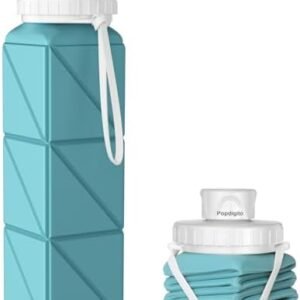 Collapsible Water bottles Food-Grade BPA-Free Silicone Travel Bottles Leakproof Foldable Water Bottle 610ml for Travel Gym Hiking Camping Running Sport Lightweight portable water bottle