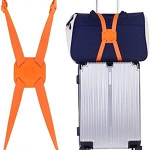 Luggage Straps Bag Bungees for Add a Bag Easy to Travel Suitcase Elastic Strap Belt(Orange)